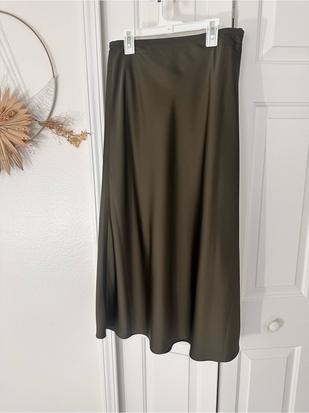 Uniqlo Olive Green Satin Maxi Skirt